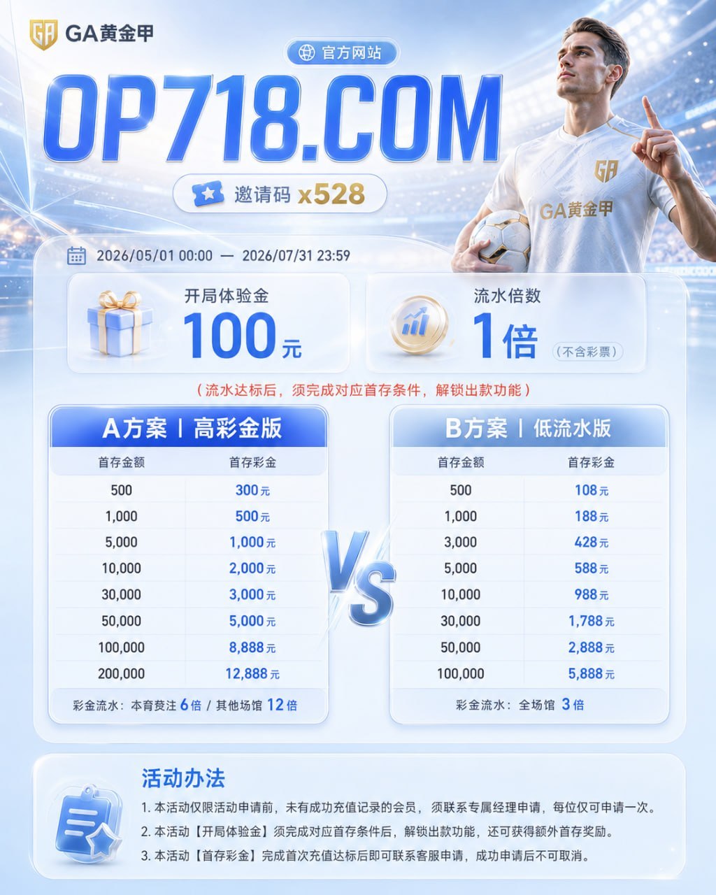 OP718.COM 开局体验金活动